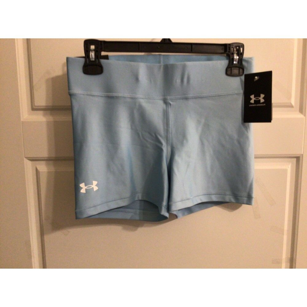 New Under Armour Women's HeatGear Mid Rise Shorts - Blue‎ size XLarge 1360925